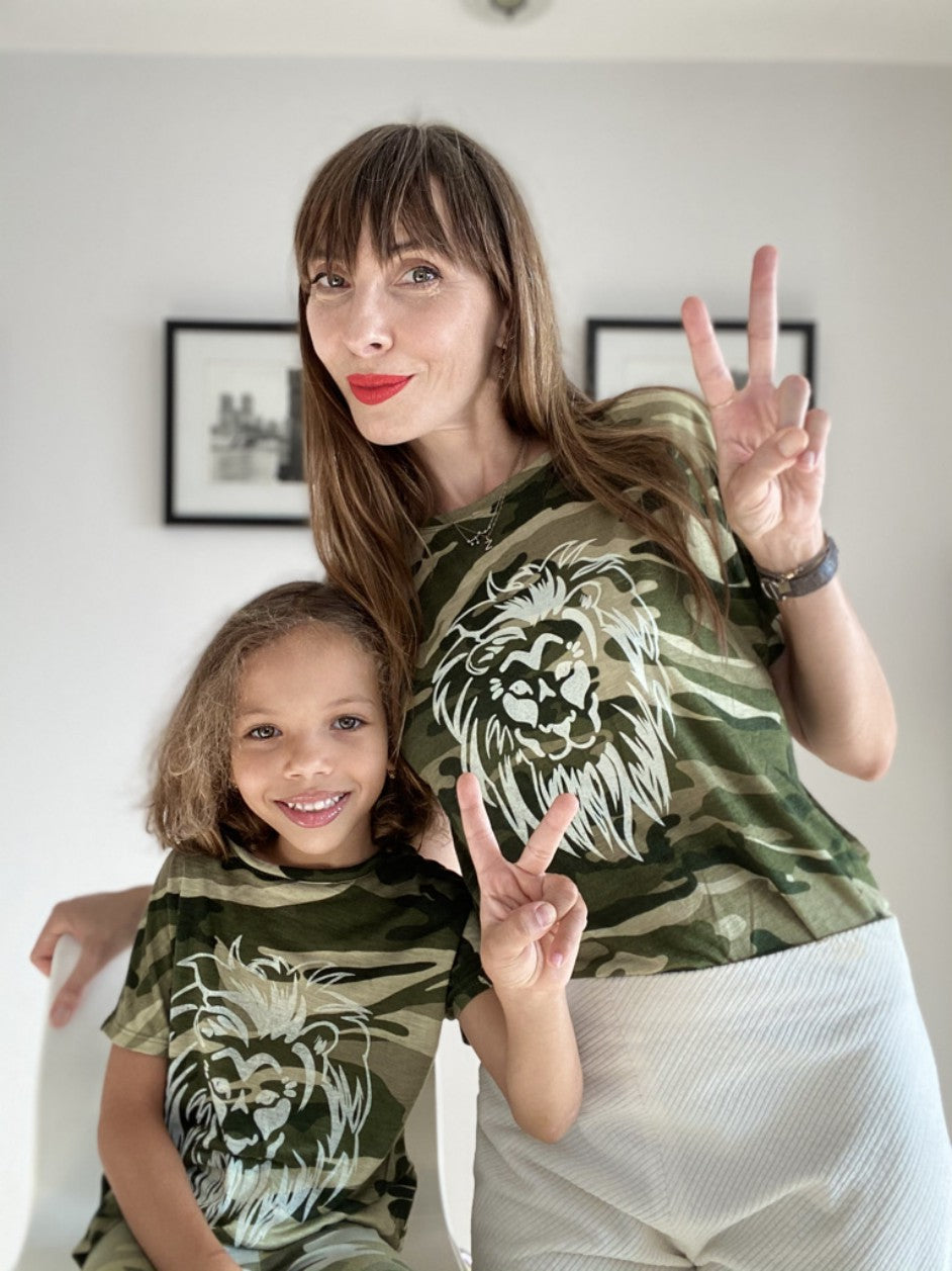 Camo T-shirt printed, hand made, made in US, Mommy and me, matching style, T-shirt for the family, cotton