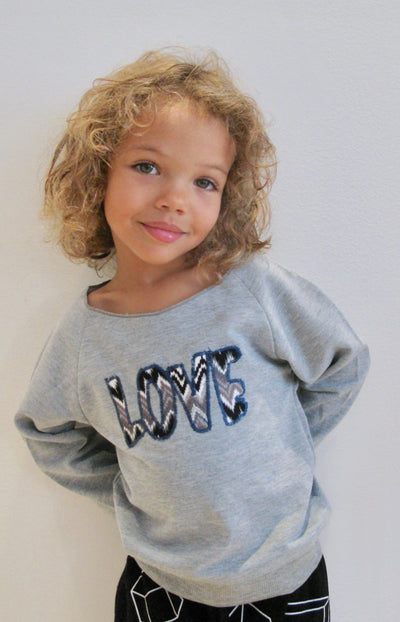 Scoop Neck Love Sweatshirt | KIDS