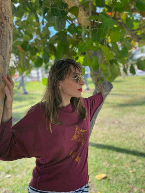 My Star Burgundy Printed Sweatshirt Women